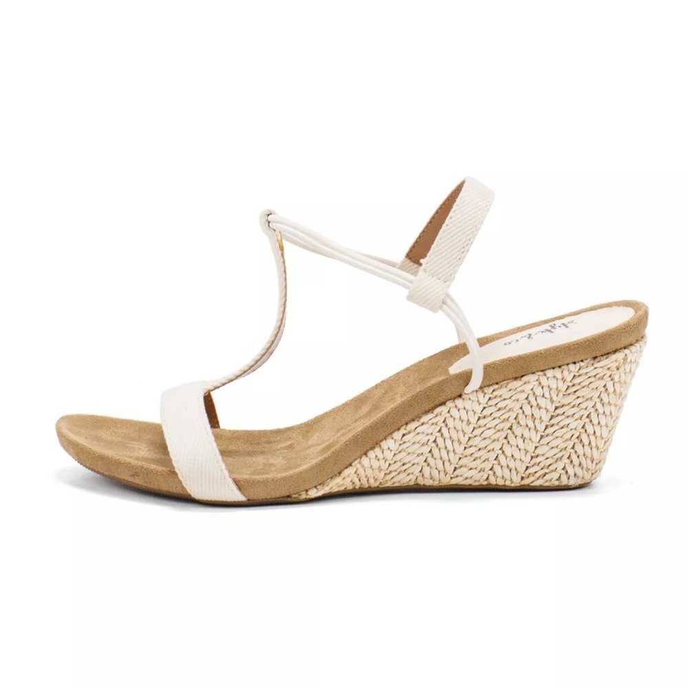 NWT Macy’s STYLE & CO MULAN T-STRAP WEDGE SANDAL ESPADRILLES Linen Nude SZ 12 - Picture 2 of 11